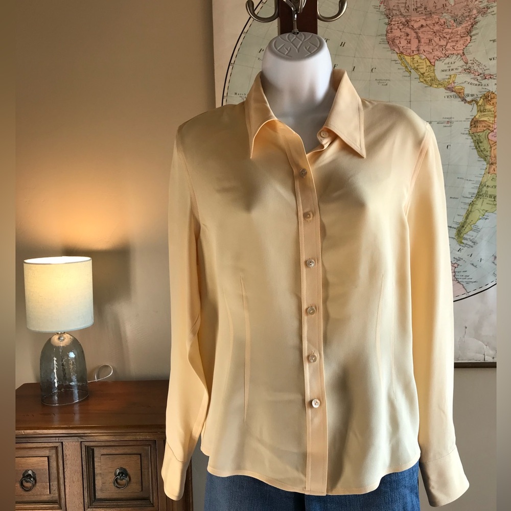 Talbots Silk Blouse in Soft Yellow